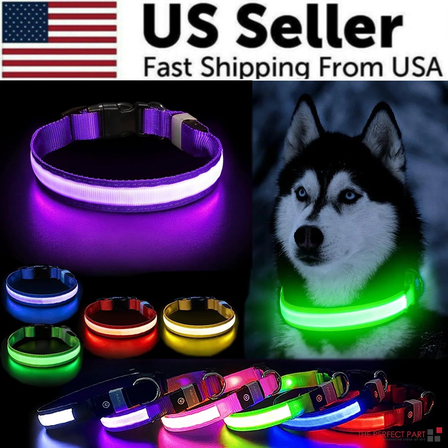 LED ADJUSTABLE DOG COLLAR